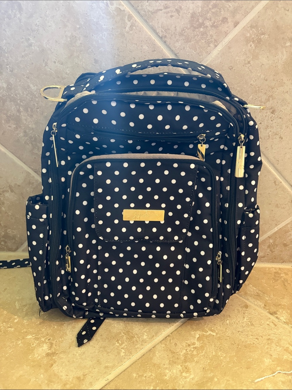 Ju-Ju-Be Black and White Polka Dot diaper Backpack *Gently Used*